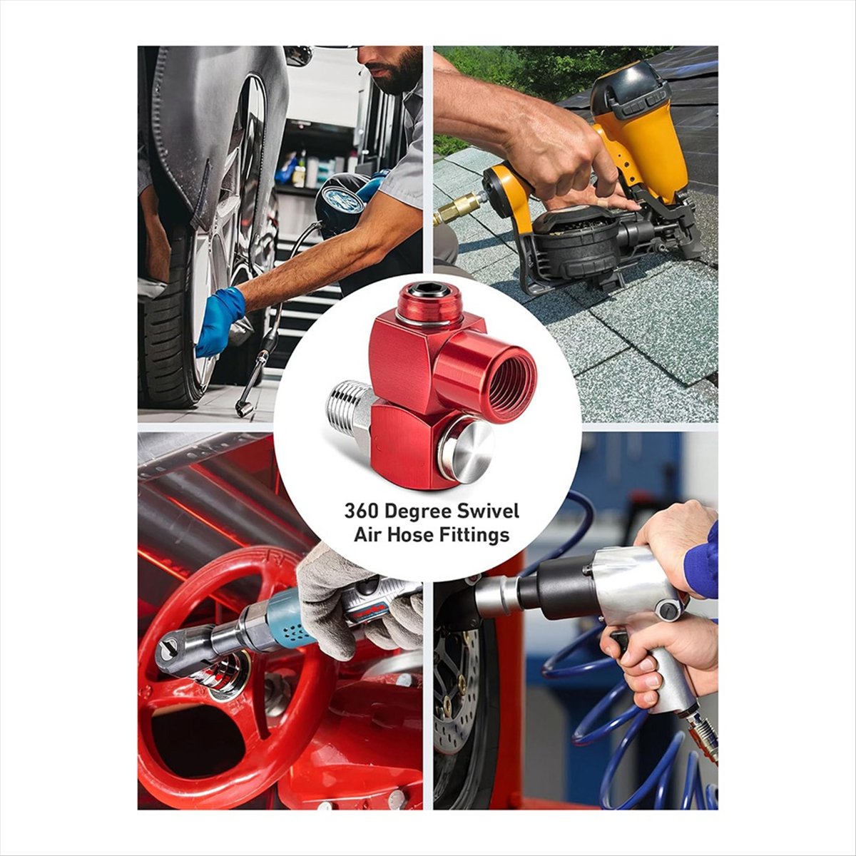 Swivel Air Hose Fitting Quick Connect 1/4 - Y17A ชุด 2 ชิ้น ข้อต่อสายลมแบบหมุนได้ 360