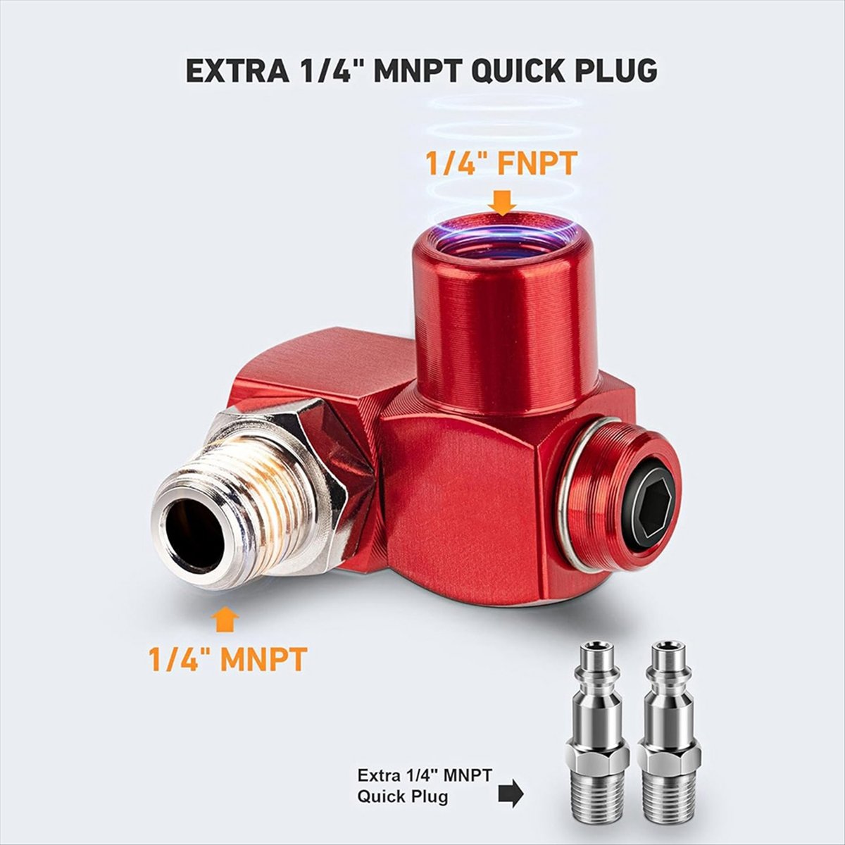 Swivel Air Hose Fitting Quick Connect 1/4 - AT16 ชุด 2 ชิ้น ข้อต่อสายลมแบบหมุนได้ 360