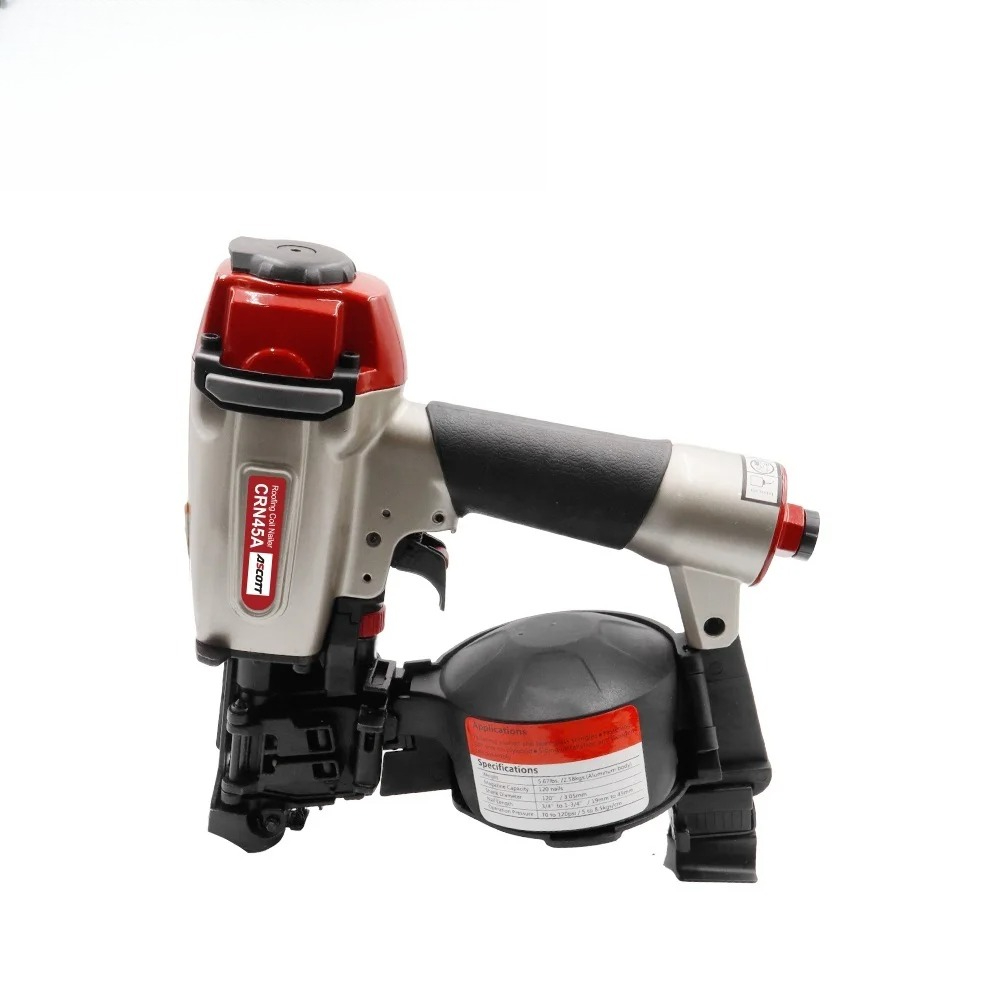 Coil Roofing Nailer Pneumatic 15 Degree - เครื่องยิงตะปูม้วนอลูมิเนียม CRN45 น้ำหนักเบาและสมดุลอย่างดี ใช้ลม ปรับความลึกการเชื่อมลวดได้ 15