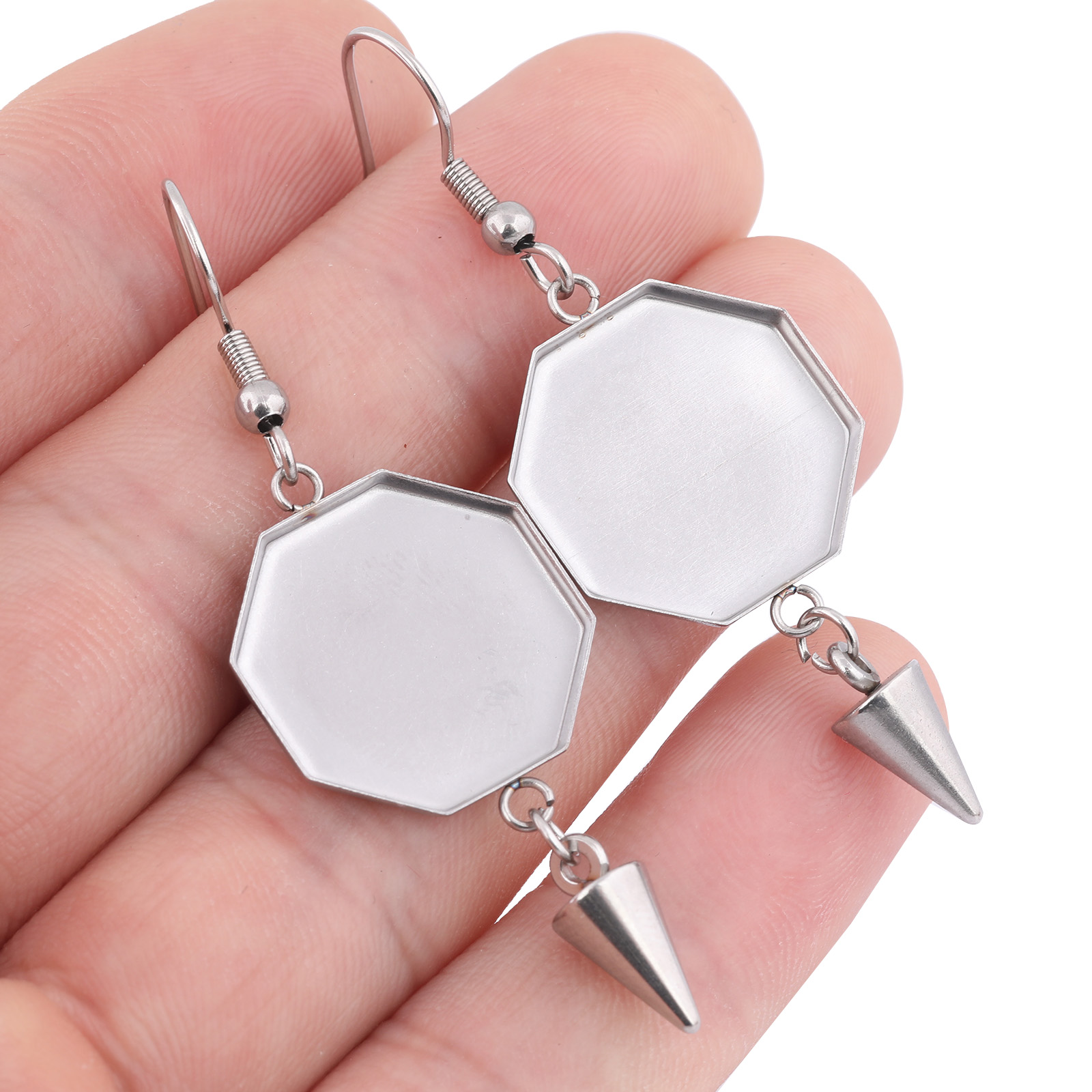 18 Gauge Brad Nails Stainless Steel - 10pcs สแตนเลสสตีล 18 มม.ต่างหู Cabochon ฐานช่องว่าง