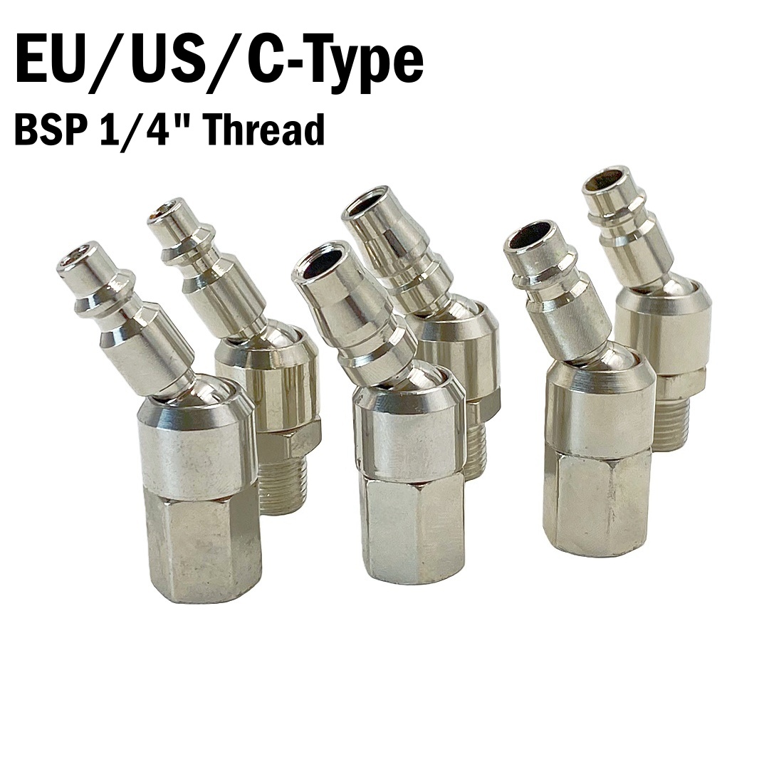 Swivel Air Hose Fitting Quick Connect 1/4 - ข้อต่อเครื่องมือลมแบบหมุนได้ 360 องศา ° ปืนฉีดลมแบบหมุนได้ หัวฉีดแบบเสียบเร็ว