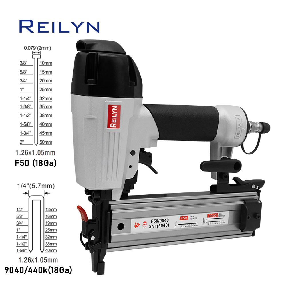 Pneumatic Flooring Nailer Stapler 2 In 1 - ปืนยิงตะปูลม Reilyn 18Ga 2 in 1