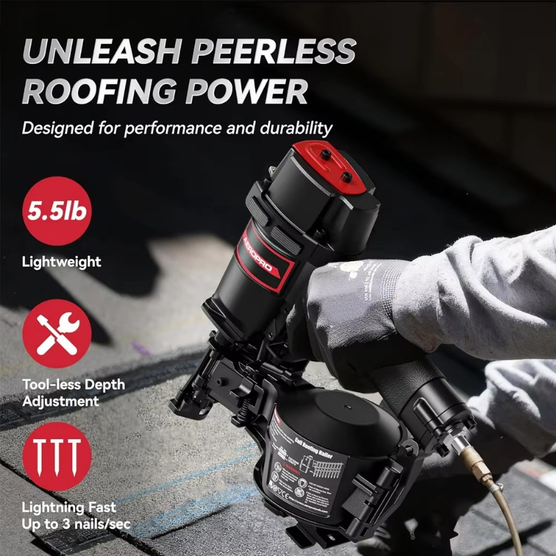 CN45N ปืนยิงตะปูมุงหลังคาแบบมื - Coil Roofing Nailer Pneumatic 15 Degree บทวิจารณ์และราคา