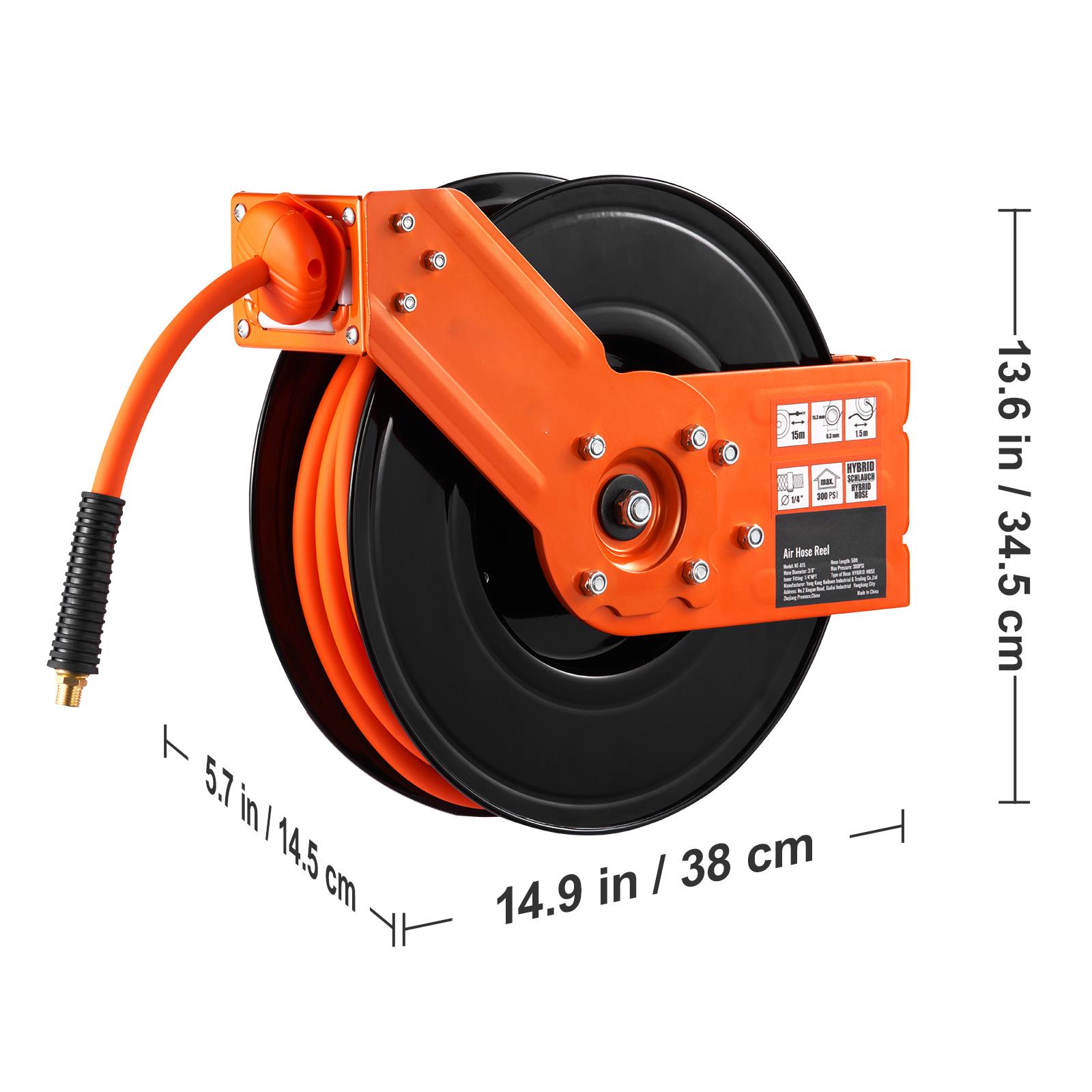ม้วนสายลมแบบยืดหดได้ ขนาด 3/8  - Air Compressor Air Hose 3/8 Hybrid 50Ft บทวิจารณ์และราคา