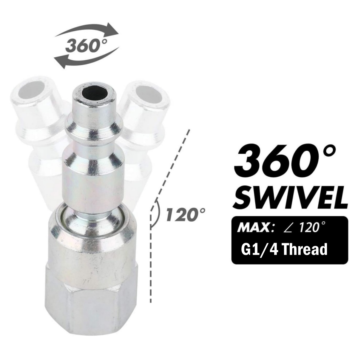 360 °   ข้อต่อแบบหมุนเร็วชนิดย - Swivel Air Hose Fitting Quick Connect 1/4 บทวิจารณ์และราคา
