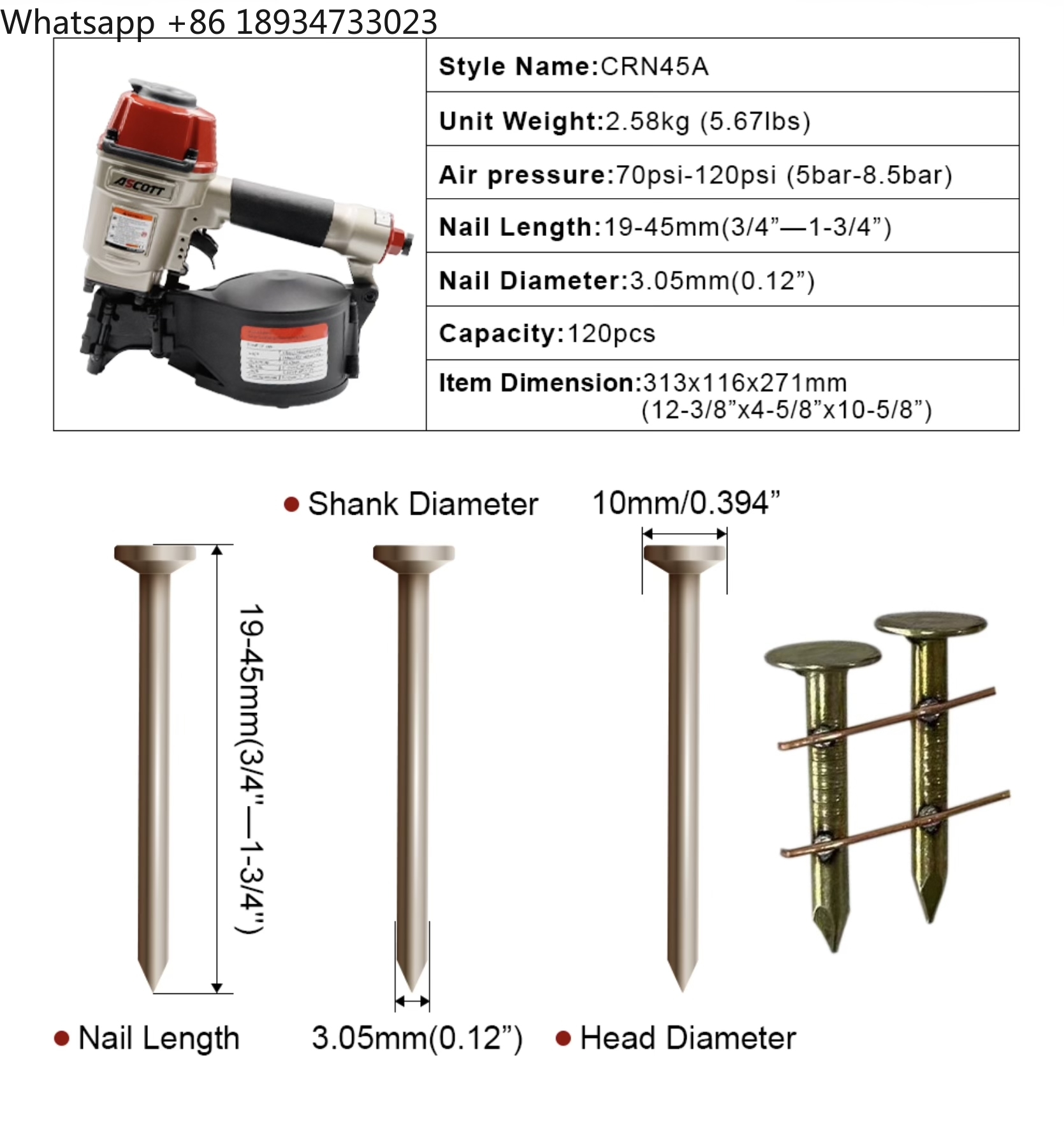 เครื่องยิงตะปูมุงหลังคาแบบลม C - Coil Roofing Nailer Pneumatic 15 Degree บทวิจารณ์และราคา
