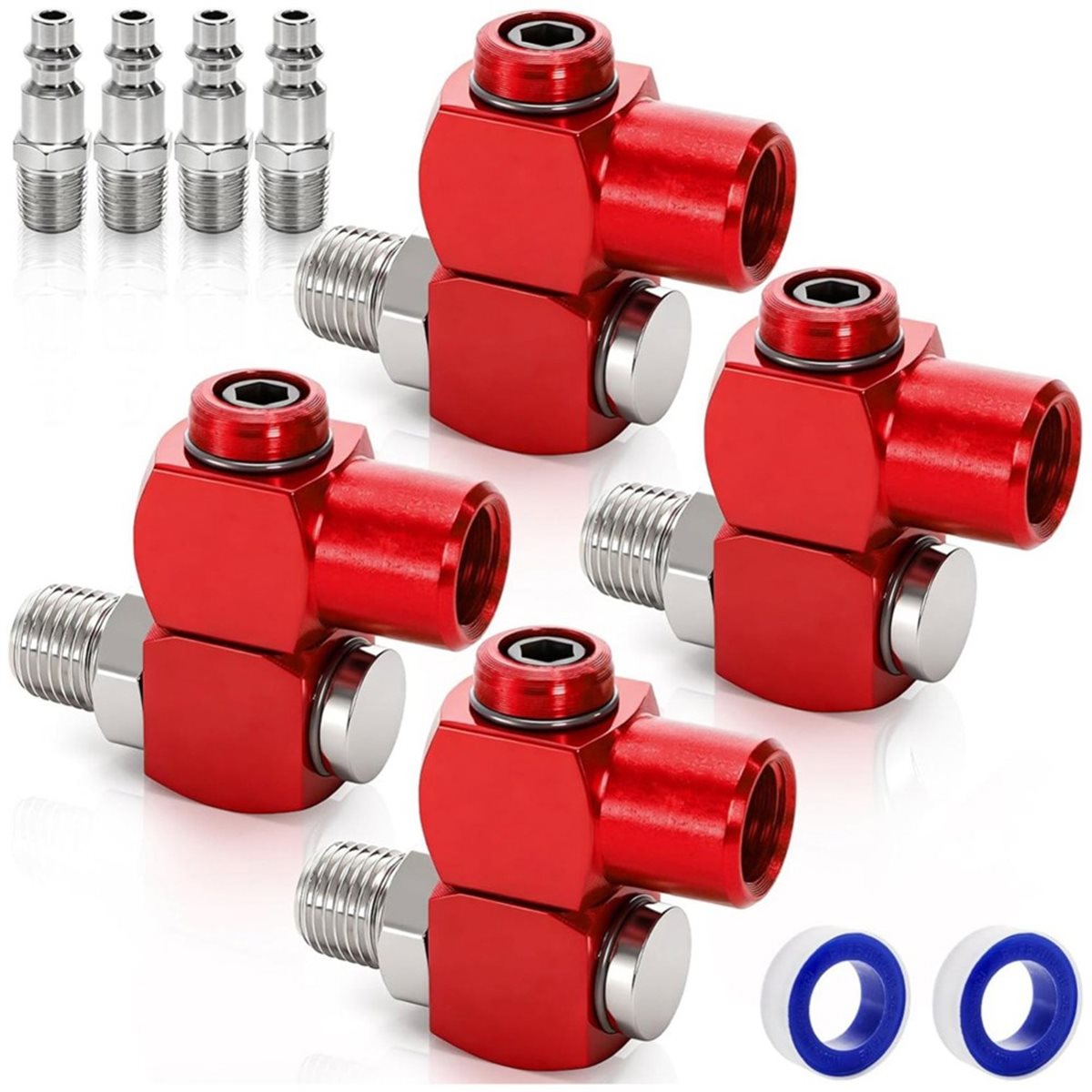 ชุด 4 ชิ้น ข้อต่อสายลมแบบหมุนไ - Swivel Air Hose Fitting Quick Connect 1/4 บทวิจารณ์และราคา