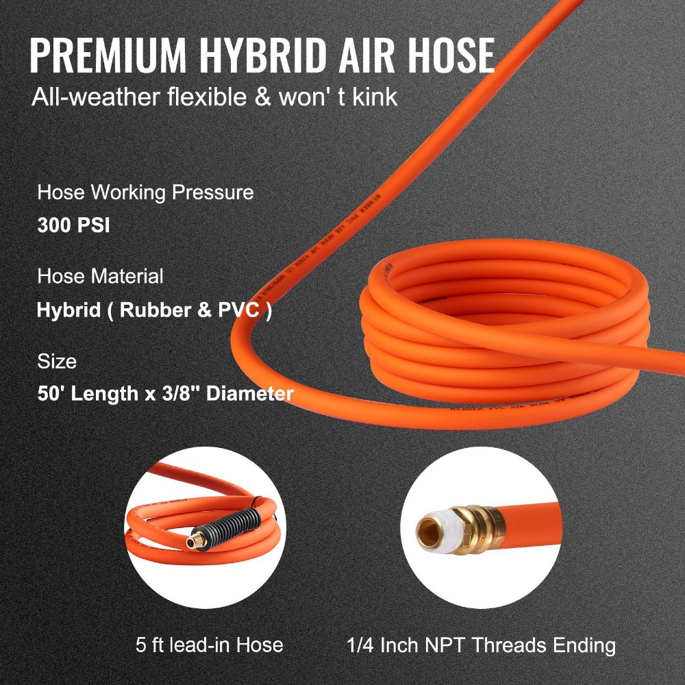 VEVOR สายยางลมแบบยืดหดได้, สาย - Air Compressor Air Hose 3/8 Hybrid 50Ft บทวิจารณ์และราคา